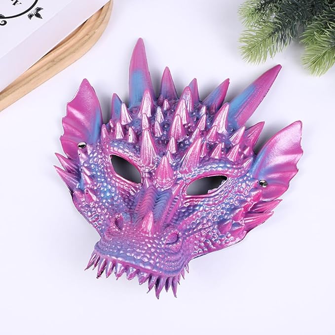 Eforcase Halloween Dragon Head Mask - 3D Dragon Mask Halloween Masquerade Cosplay Costume Half Face Masks for Adults