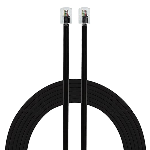 Power Gear Telephone Line Cable, 25 feet, Black Phone Cable, Modular Ends, Works for Phone, Modem or Fax Machine, For Home or Office Use, 76580