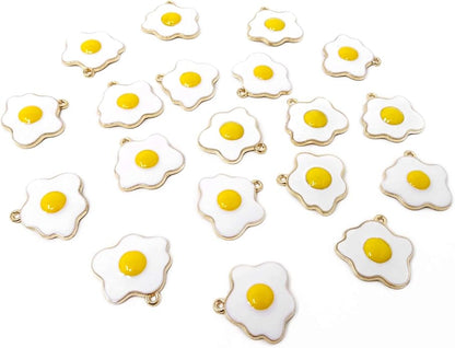 Honbay 20PCS Enamel Alloy Fried Eggs Pendant DIY Craft Jewelry Making Accessory