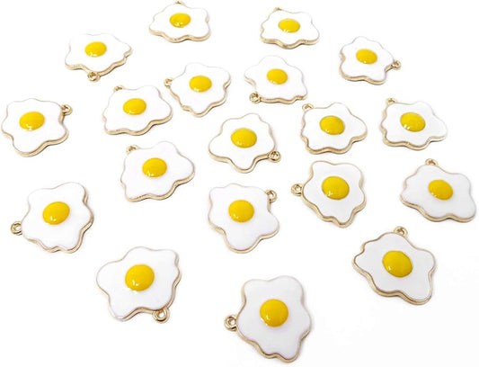 Honbay 20PCS Enamel Alloy Fried Eggs Pendant DIY Craft Jewelry Making Accessory