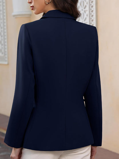 Womens Business Casual 3 Button Blazers - Long Sleeve Slim Fit Suit Work Office Jacket with Pockets