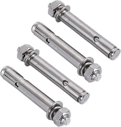 Stainless Steel M6 x 60mm Hex Head Sleeve Anchor, for Pad Eye Plate Hook Hanging Hardware 14" x 2-38" Expansion Bolt (4pcs Hex Sleeve Anchor)