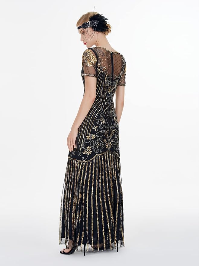 FAIRY COUPLE Women‘s Maxi Long Evening Prom Sequin Dress
