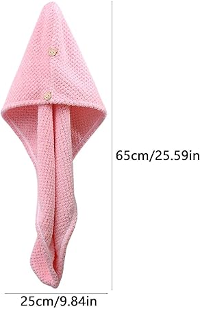 Microfiber Towel for Hair with Bear Button Super Absorbent Hair Towel Fast Hair Drying Towel Turban Wrap 9.84 Inch X 25.5 Inch Dry Hair Cap for Women Bath Shower Makeup (B)