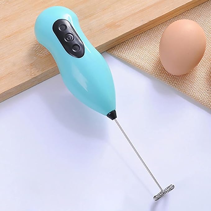 Egg beater Whisk Milk Drink Mixer Electric Egg Beater Frother Foamer Mini Handle Stirrer Practical Kitchen Cooking Tool(Blue)