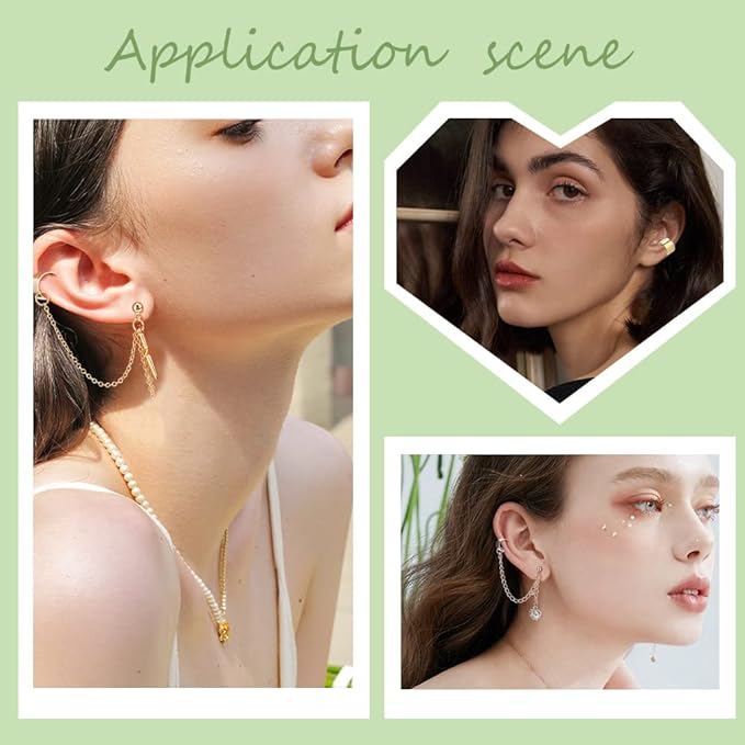 PH PandaHall 200pcs 5 Colors Brass Ear Cuff Ear Clip Wrap Earring Clip On Earrings with 1mm Hole for Non Pierced Ears, Jewelry Making