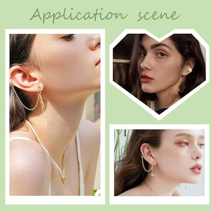 PH PandaHall 200pcs 5 Colors Brass Ear Cuff Ear Clip Wrap Earring Clip On Earrings with 1mm Hole for Non Pierced Ears, Jewelry Making