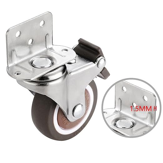 1pc Heavy Duty Casters 20kg Mute Swivel Wheels for Moving Furniture Chair Crib Cabinet Workbench Soft Rubber Universal Castor (Color : 2 inch with Brake)