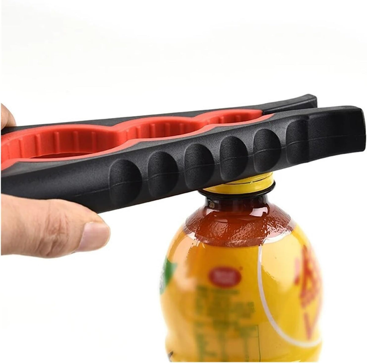 4-in-1 Multi-Functional Can Opener - Beverage Bottle Opener & Cap Twister with Anti-Slip Grip(Black)