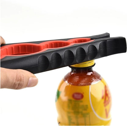 4-in-1 Multi-Functional Can Opener - Beverage Bottle Opener & Cap Twister with Anti-Slip Grip(Black)