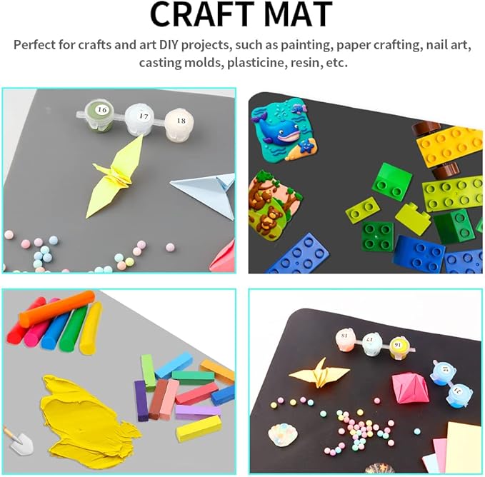 Silicone Mats for Crafts 2 Pack Large Silicone Craft Mat Nonstick Silicone Sheet for Resin Jewelry Casting DIY Art Nail Painting Mat Multipurpose Table Protector Mat Silicone Placemat, 15.75" x 11.81"