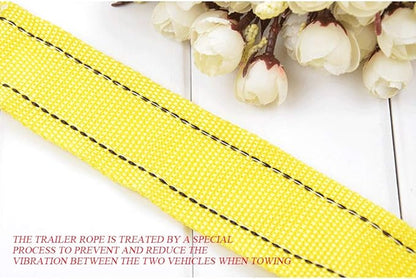 Heavy Duty Tow Strap with Safety Hooks, Double-Layer Trailer Rope 2 x 13  11000 LB Capacity Trailer Belt, for Vehicle Recovery, Hauling, Stump Removal  Much More,Tow Rope Yellow Shackle