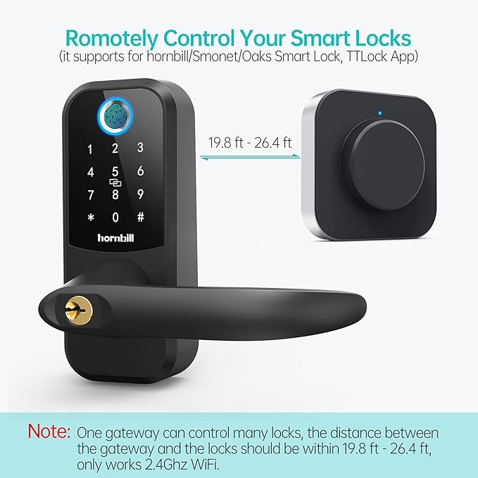 Hornbill G2 Gateway Wi-Fi Bridge, Keyless Entry Electronic Smart Door Lock Wi-Fi GatewayWi-Fi Bridge, Remotely Control Your Smart Lock, G2 Gateway Works with 2.4 GHz