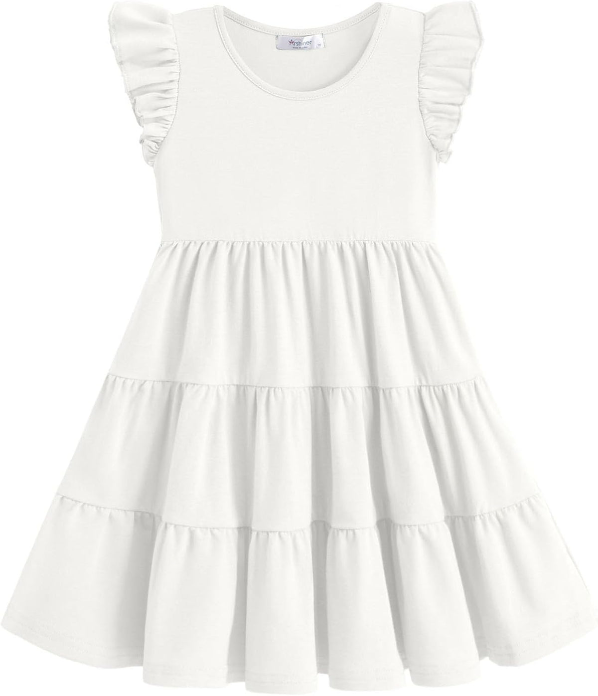 Toddler Dress Girls Summer Ruffle Sleeve Tiered Swing Midi Casual Sundress with Pockets