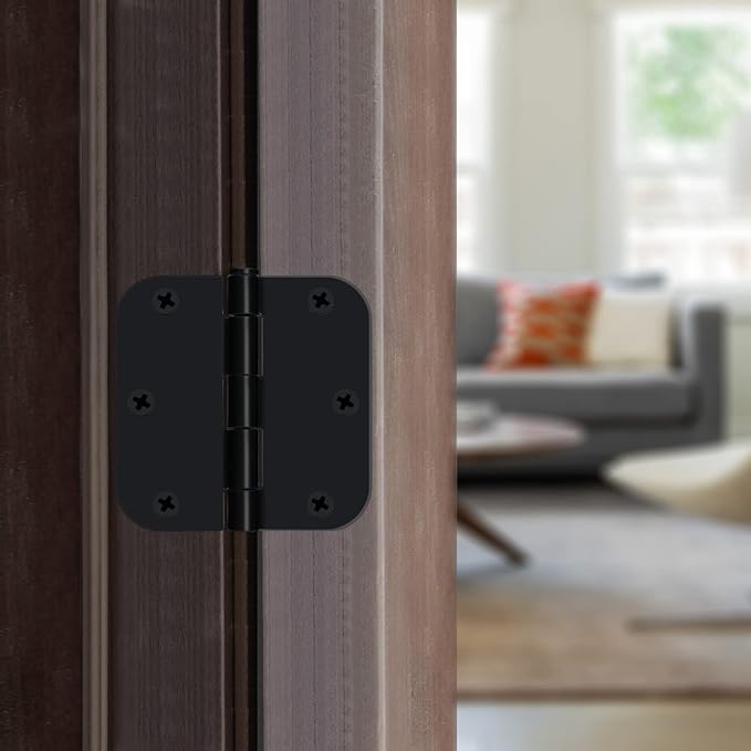 Egofine Door Hinges 12 Pack, 3.5" x 3.5" Interior Hinges With 58" Radius Corners, Matte Black