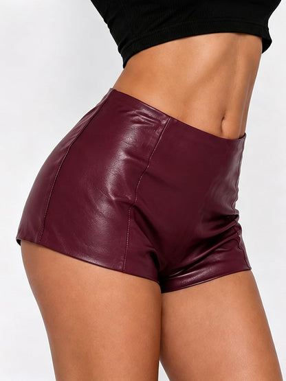 Women's Faux Leather Shorts Low Rise Skinny Micro Shorts Rave Club Hot Pants