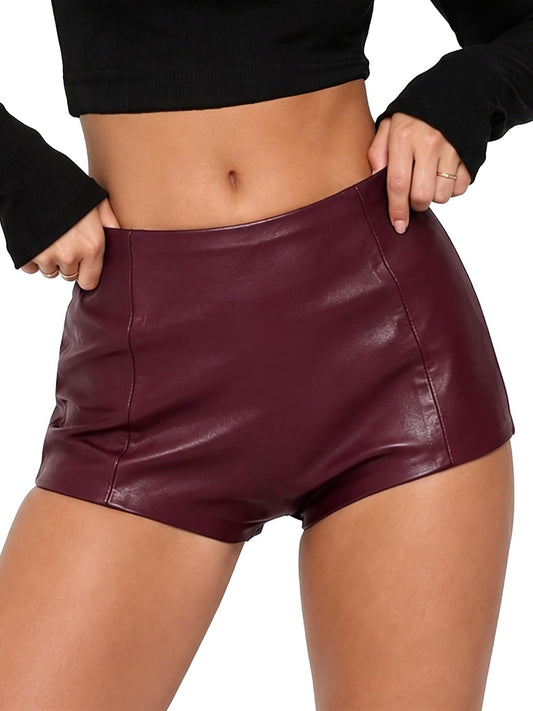 Women's Faux Leather Shorts Low Rise Skinny Micro Shorts Rave Club Hot Pants