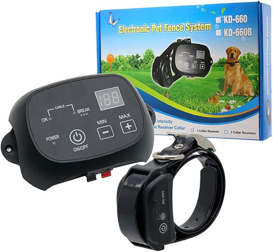 Dog Electric Fence System,In-ground/Aboveground Pet Containment System, Waterproof&Rechargeable Transmitter with Receiver Training Collar,Beep & Shock Correction(1.2 Acre Range),for1dog