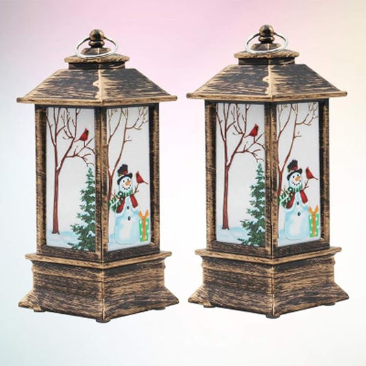 2pcs Christmas Snowman Lantern Night Lamp Decorative LED Light Desktop Bedroom Festive Tabletop Decoration Battery Operated Christmas Lanterns