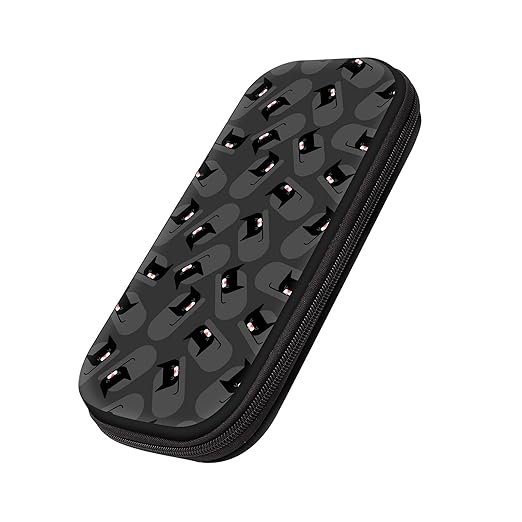 Carrying Case Compatible with Switch 2017  Switch OLED 2021 Console Joy-Con with 10 Game Card Slots , Black Cats on Gray Background