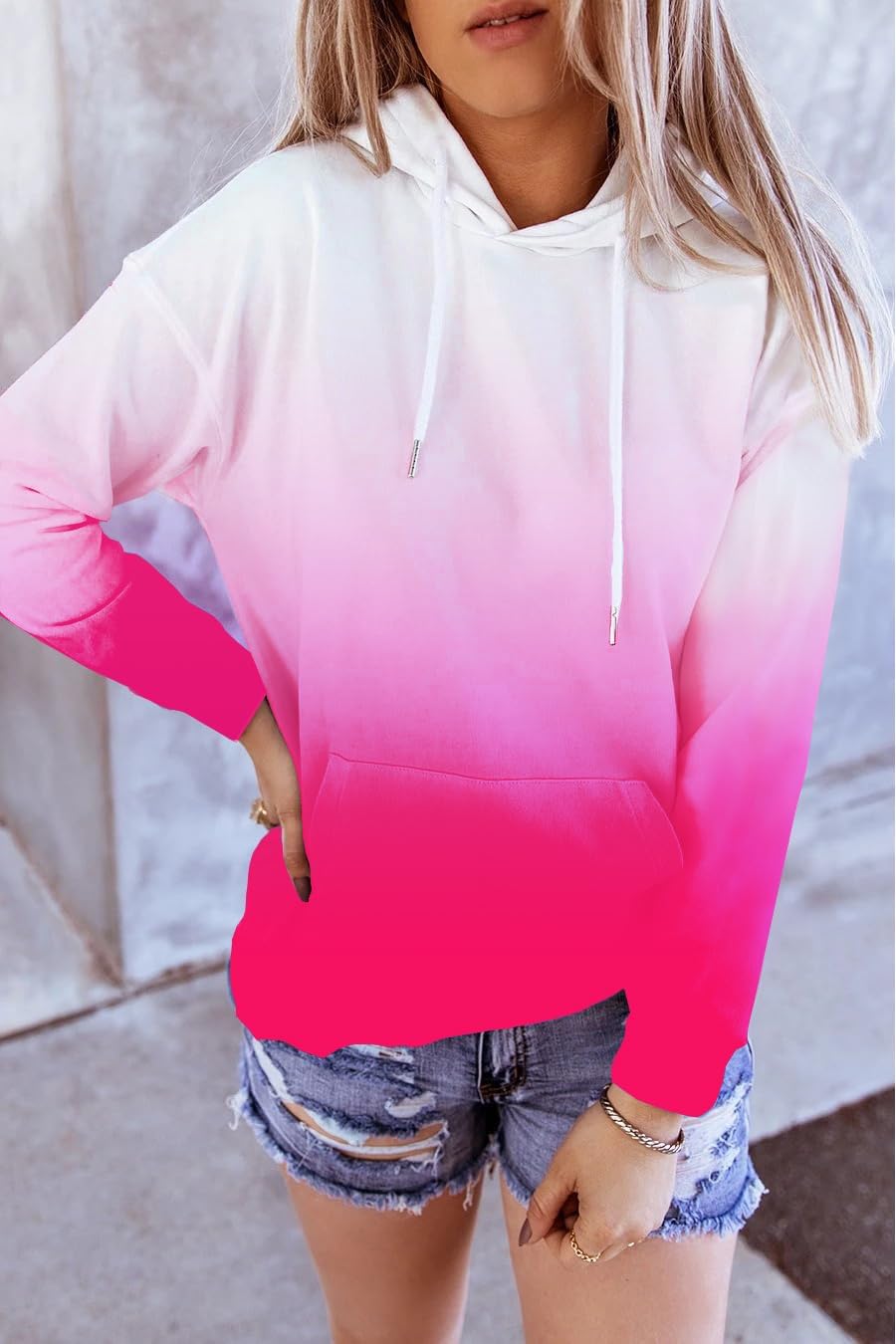 HVEPUO Womens Hoodies Fall Long Sleeve Drawstring Pullover Tops With Pockets Girls' Fashion Loose Casual Sweatshirt For Women