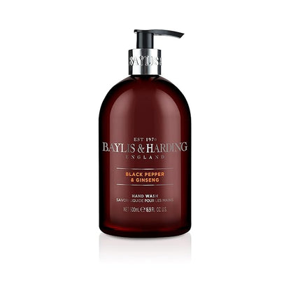 Baylis  Harding Liquid Hand Soap Wash with Dispenser, Black Pepper  Ginseng for Men, 16.9oz500ml