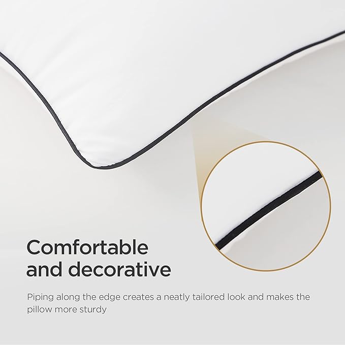 Acanva Bed Pillows for Sleeping 2 Pack, Premium 3D Microfiber Polyester Filling, Cooling Surface, Machine Washable, Standard (Pack of 2), Black 2 Count