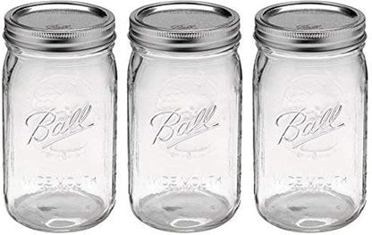 Ball Quart Jar with Silver Lid, Wide Mouth, Set of 3