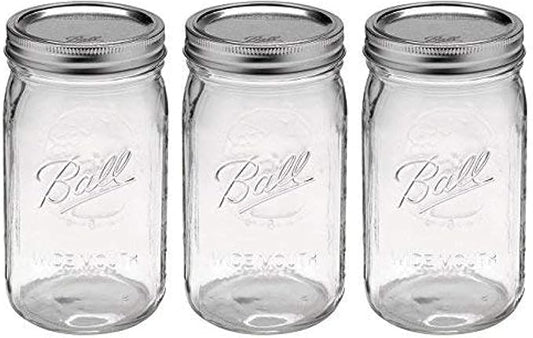 Ball Quart Jar with Silver Lid, Wide Mouth, Set of 3