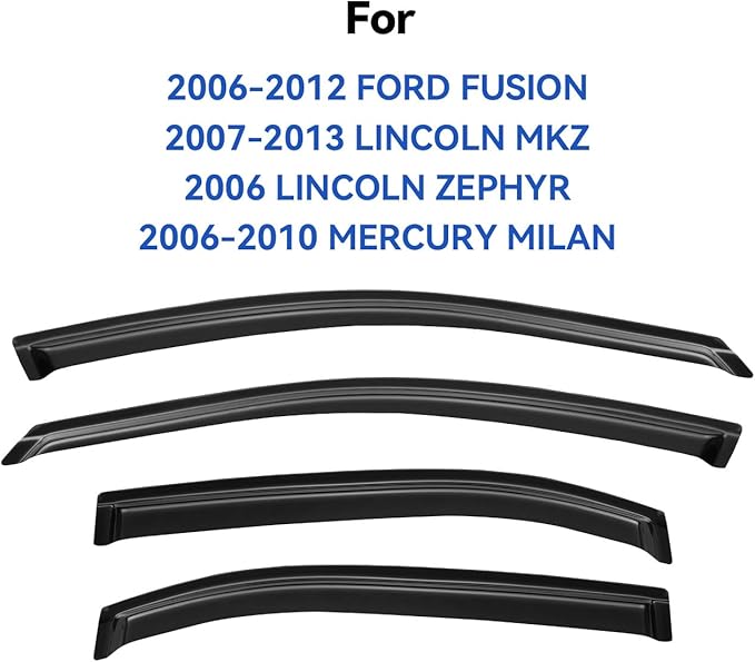 Window Visors Rain Guards Shield for 2006-2012 Ford Fusion, Out-Channel Window Vent Wind Deflectors Visors Shades for 2007-2013 Lincoln MKZ, 2006-2010 Mercury Milan, 2006 Lincoln Zephyr