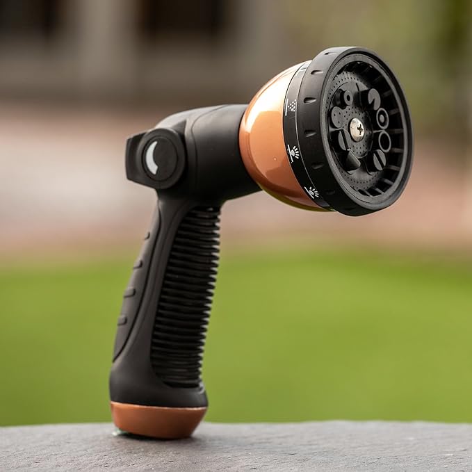 Pocket Hose Copper Bullet Spray Nozzle Infused with Copper, AS-SEEN-ON-TV, 10 Spray Patterns, Easy Thumb Control On-Off Valve, Lead Free, Design