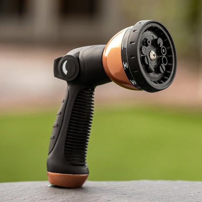Pocket Hose Copper Bullet Spray Nozzle Infused with Copper, AS-SEEN-ON-TV, 10 Spray Patterns, Easy Thumb Control On-Off Valve, Lead Free, Design
