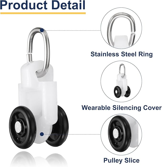 uxcell 20Pcs Curtain Track Rollers Curtain Rail Pulleys Runners Plastic Ceiling Gliders with Dual Wheel Roller for Window Tracks Carrier Accessories (Black)
