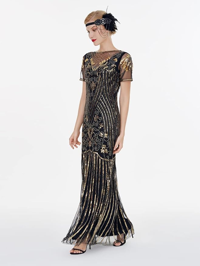 FAIRY COUPLE Women‘s Maxi Long Evening Prom Sequin Dress