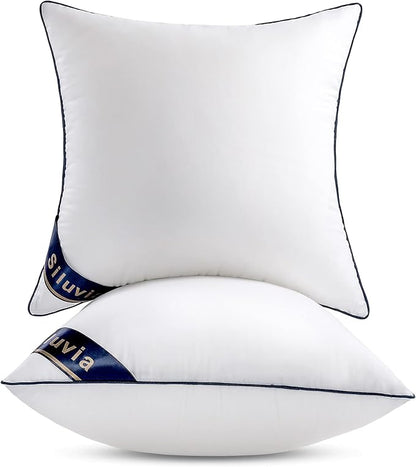 Siluvia 20"x20" Pillow Insert Set of 1 Decorative Square Square Throw 20 Pillows with 100% Cotton Cover for Sofa, Couch, and Bed - White