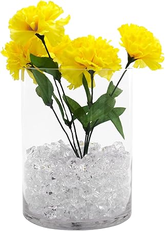 CYS EXCEL Cylinder Clear Glass Vase (H:8" D:6")  Multiple Size Choices Glass Flower Vase Centerpieces  Hurricane Floating Candle Holder Vase