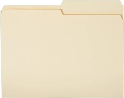 Basics File Folders, 12 Tab, 36-Pack, Letter (8.5Lx 11W) inches, Manila