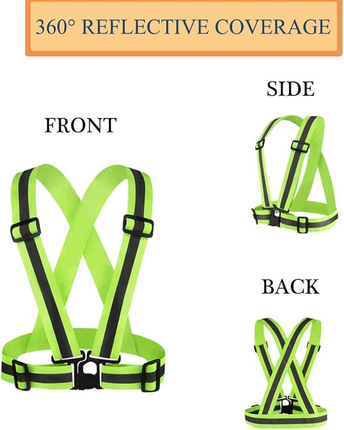 HYCOPROT Reflective Vest 2 Pack Safety Gear with High Visibility Adjustable Straps for Running, Jogging, Cycling, Walking