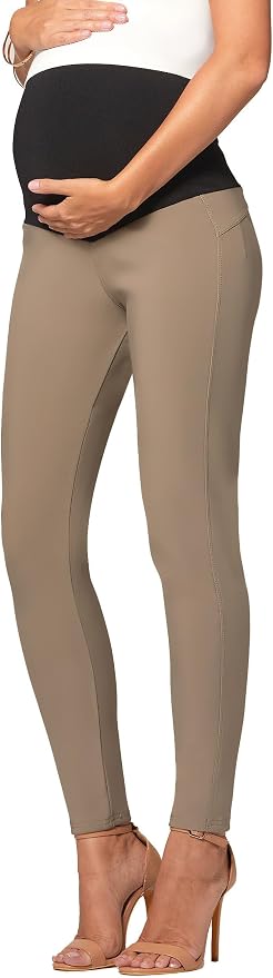 White Color Conceited Stretch Ponte Pants for Women - Dressy Leggings - High Waist Shaping Butt Lifting