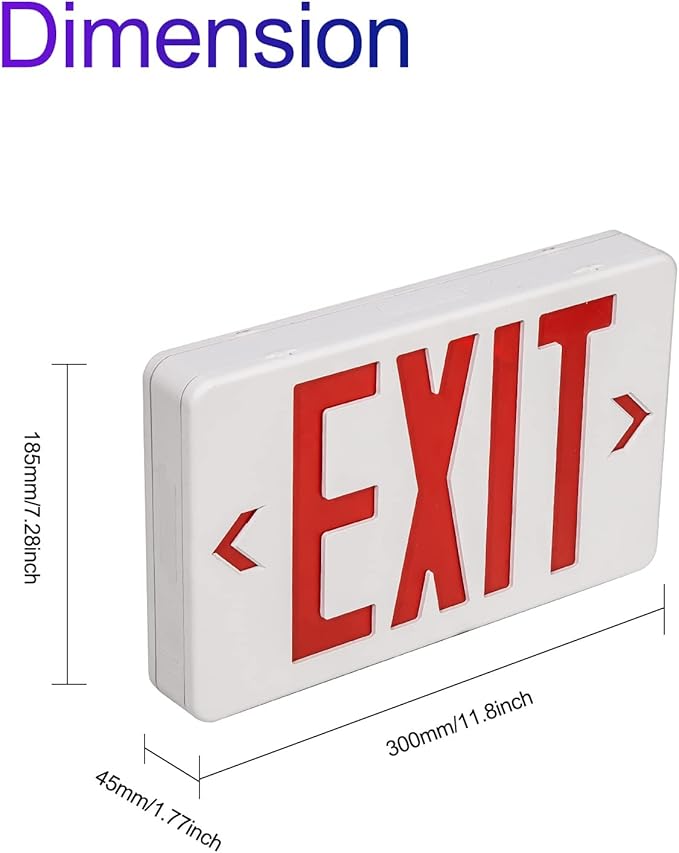 CM MZY Red Double Face Emergency Sign with Battery Backup, UL Certified, US Standards, Emergency Light, AC 120277V, 1 Pack