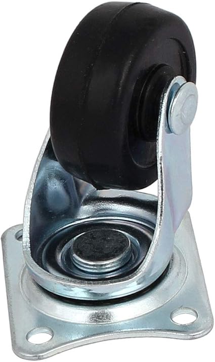 1.25-inch Dia Casters Rubber Single Wheel Rectangle Swivel Plate Trolley Casters Plate Casters Pulleys 2pcs