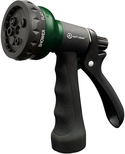 AUTOMAN Garden Hose Nozzle, Water Sprayer Nozzle with 7 Adjustable Watering Patterns,Slip Resistant Nozzle for Plants,Lawn,Washing Cars,Window Cleaning,Showering Pets  Outdoor Fun.