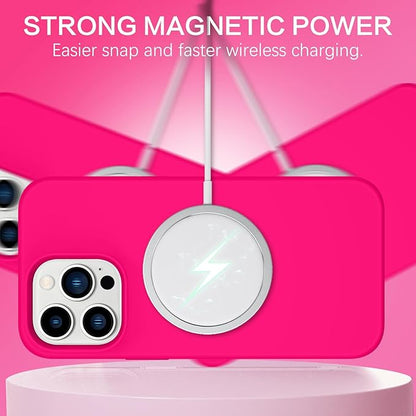 BENTOBEN for Magnetic iPhone 13 Pro Max Case, Phone Case iPhone 13 Pro Max [Compatible with Magsafe] Slim Silicone Design Shockproof Bumper Drop Protective Girls Women Boys Men Magnet Cover, Hot Pink