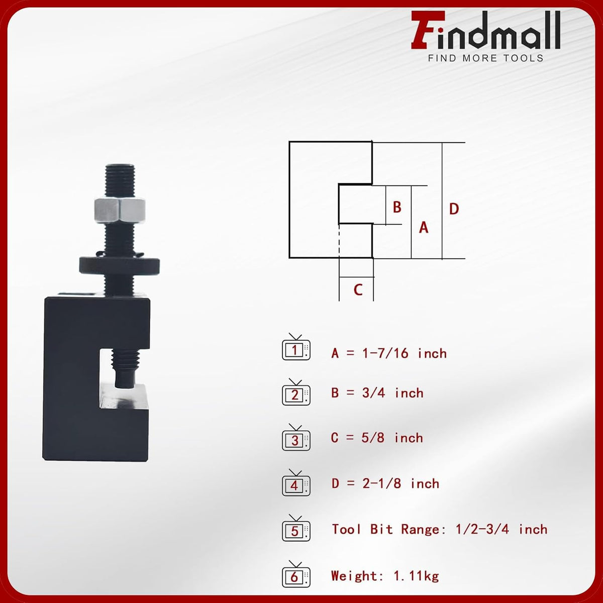 findmall CXA #1 Quick Change 250-301 Tool Post Turning Facing Holder