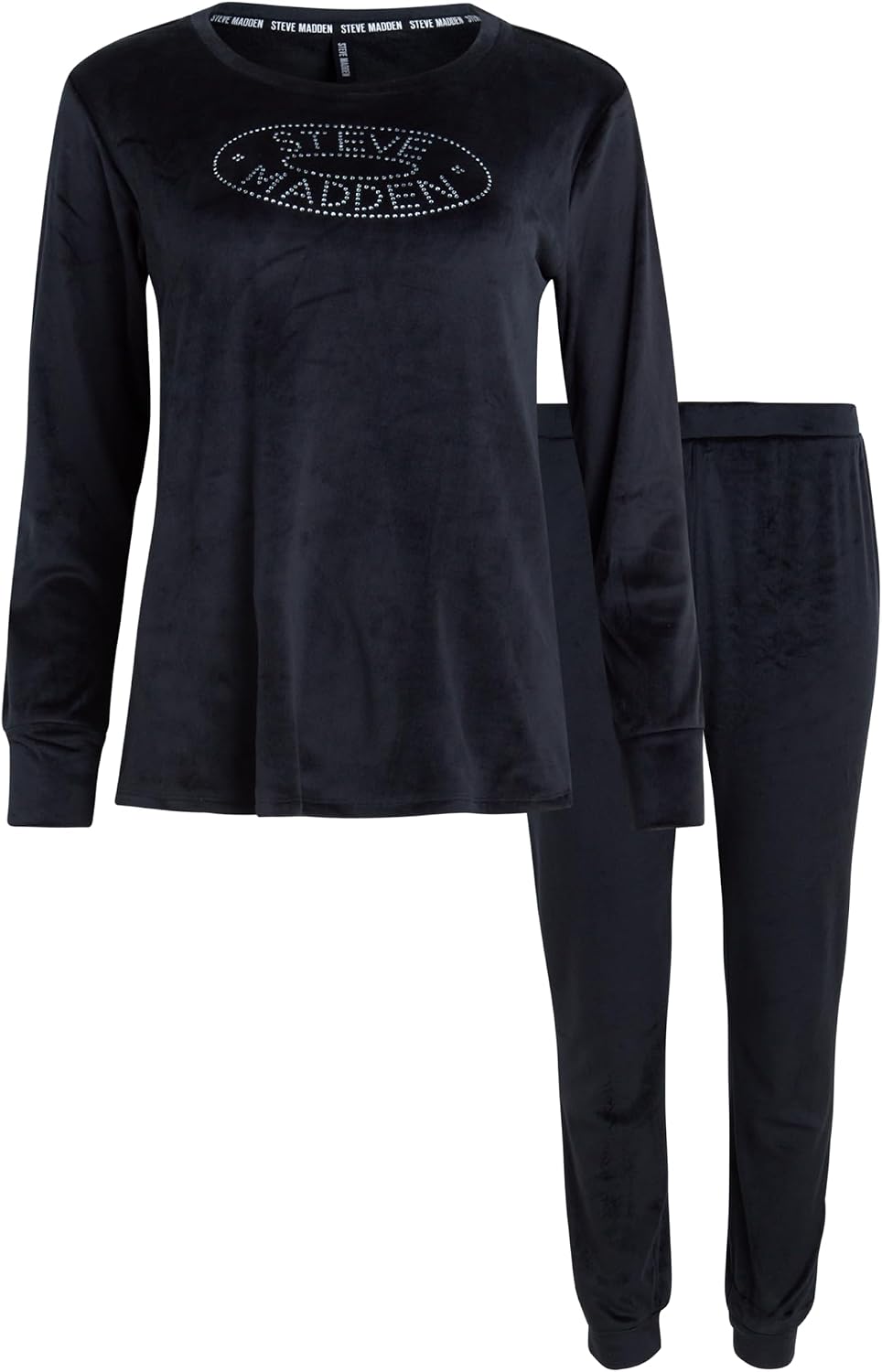 Steve Madden Women's Pajama Set - 2 Piece Peach Fuzz Velour Drop Shoulder Shirt and Jogger Pants - Sleepwear for Women (S-XL)