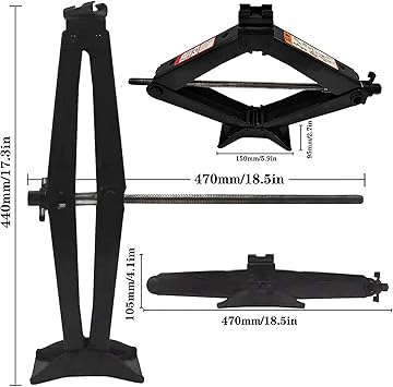 CFYUSEU Scissor Lift Jack Max 3 Ton Capacity with Jack Socket Drill Adapter, Lifting Jack Car Kit with WrenchLug Wrench for Car SUV MPV, Black, QJD-3-1