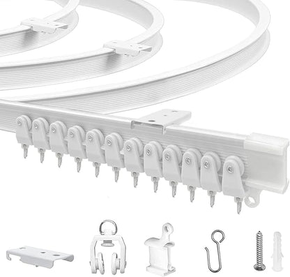 Flexible Bendable Ceiling Curtain Track, 9.8ft (3m) Curved, PVC, Metal, Plastic  Stainless Steel, White, Ceiling Mounted