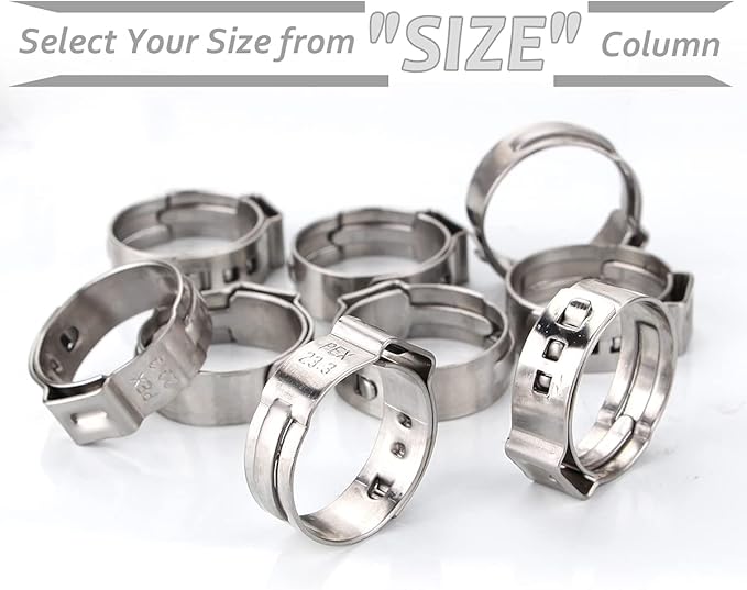 50 PCS 34 Inch PEX Cinch Clamp Rings, Stainless Steel Pex Fittings Crimp Rings Pinch Clamps for PEX Tubing Pipe Fitting Connections (34 Inch)