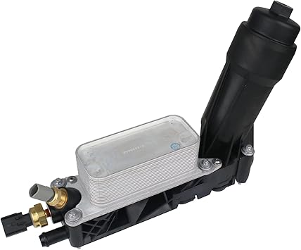 KUSATEC Aluminum Engine Oil Cooler Filter Housing Adapter Assembly For 2011-2013 Chrysler 200 300, Dodge Avenger Challenger Charger, Jeep Grand Cherokee, Ram 1500 CV, 3.6L V6 Engine, Replace 5184294AE