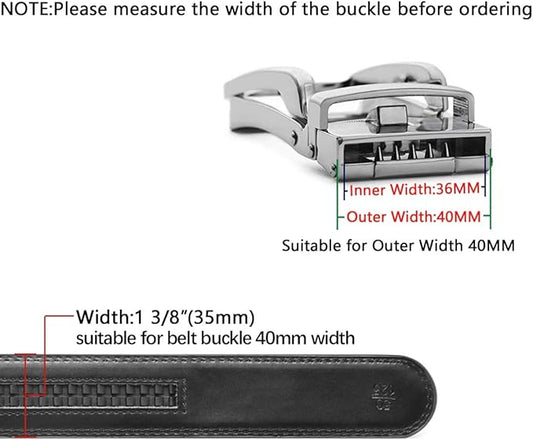 Founders  C Mens Leather Ratchet Belt Strap Only 1 38" Without Buckle,Replacement Strap Suitable for 40MM Slide Buckle